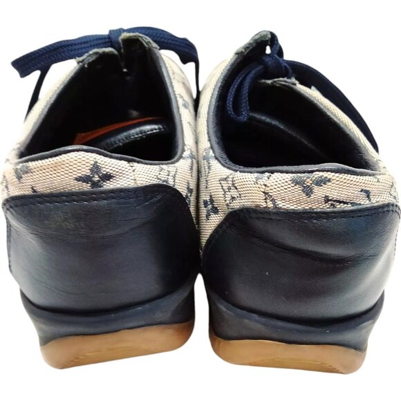 024243AT (S3) Louis Vuitton Shoe Sneakers Women Navy Blue Monogram - Picture 3 of 9